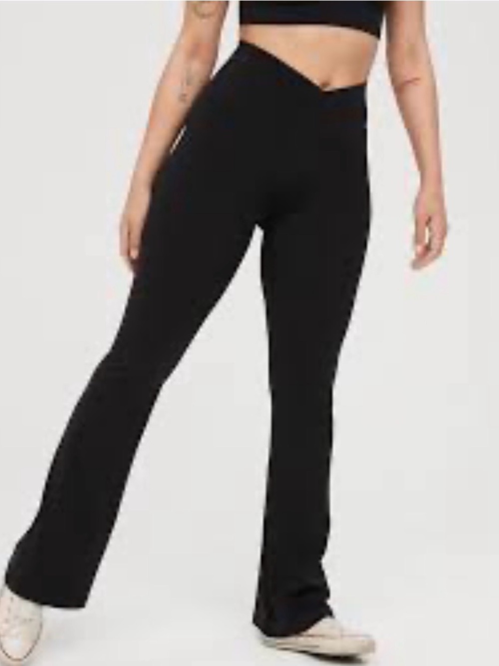 aerie Offline Black High-Rise Flare Leggings size large